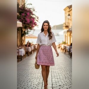 Talbots Pink and White Patterned Mini Skirt